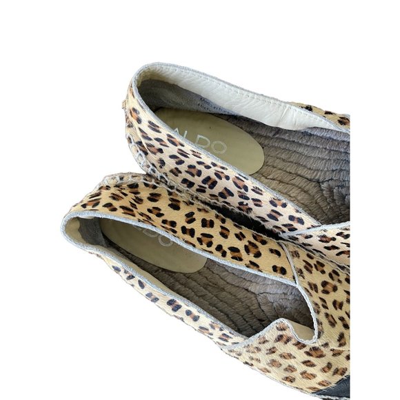 ALDO Leopard Print Faux Leather Fur Espadrille Slip On Flats Size 10/41 - Picture 5 of 6